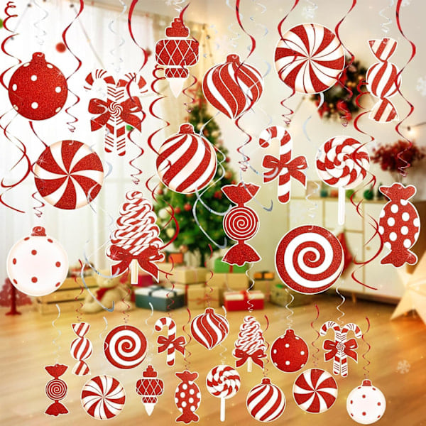 30 pcs Christmas ceiling decorations, foil swirl decorations for parties 30pcs 30pcs