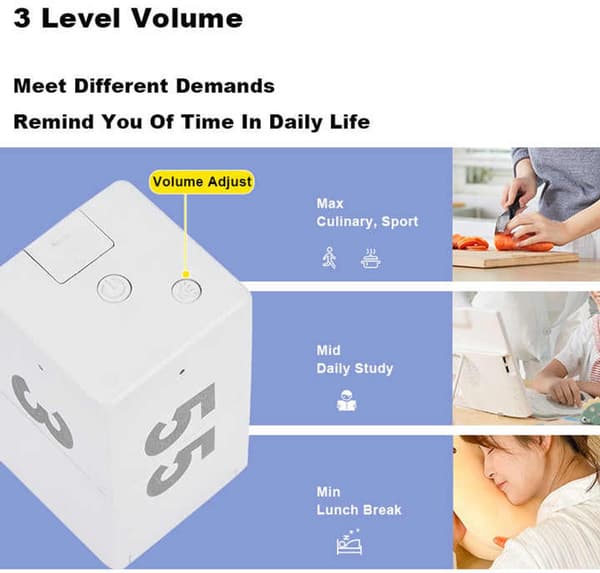 Timer, Produktivitets Cube Timer, Roterende Forudindstillet Nedtællingstimer, Studietimer med Sensordesign til Arbejde, Studie, Træning, Madlavning