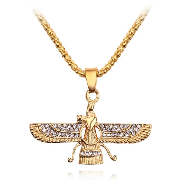 Halskæde med vedhæng i guld farve Zoroastrian Farvahar Vinger - Legering Zoroastrianisme Persisk Achaemenian Mænds Smykker