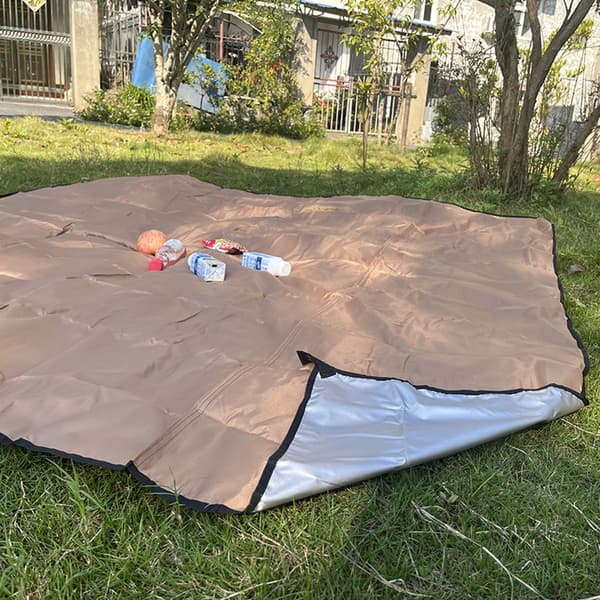 Vandtæt camping picnictæppe, 210×200×1cm, til telte, strandgrill, khaki.