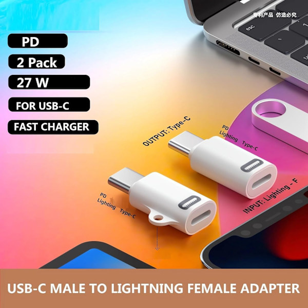 Lightning til USB-C-adapter til f.eks. iPhone 15 Second generation