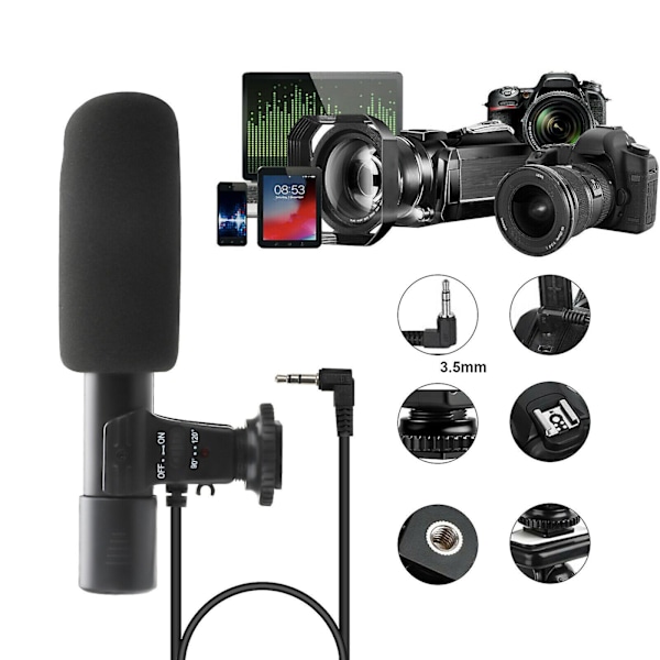 Mikrofon til DSLR Kamera DV Videokamera Sony Panasonic Canon Nikon