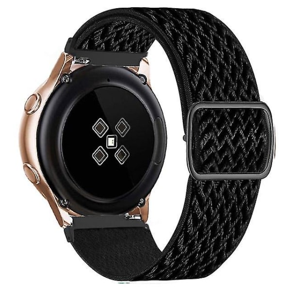 Nylonreim for Samsung Galaxy Watch 4/Classic/46mm/Active 2/Gear S3 Justerbar Elastisk Sort 22mm