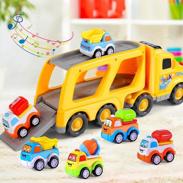 Lastautuva lelukuorma-auto lapsille 1 2 3 4 5 vuotta, 5-in-1 kuljetusauto leluauto lapsille pojille tytöille taaperoille (FMY)