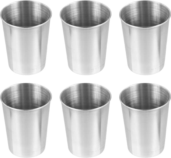 400 ml stabelbart krussett i rustfritt stål (6 deler), perfekt for camping og hjemmebruk, sølv