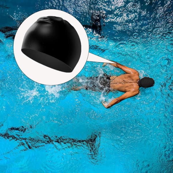 Silikonbadmössa, 2-pack Unisex Badmössor, Elastisk, Vattentät Badmössa, Bekväm, Lätt Badmössa, One Size (Svart-Blå)