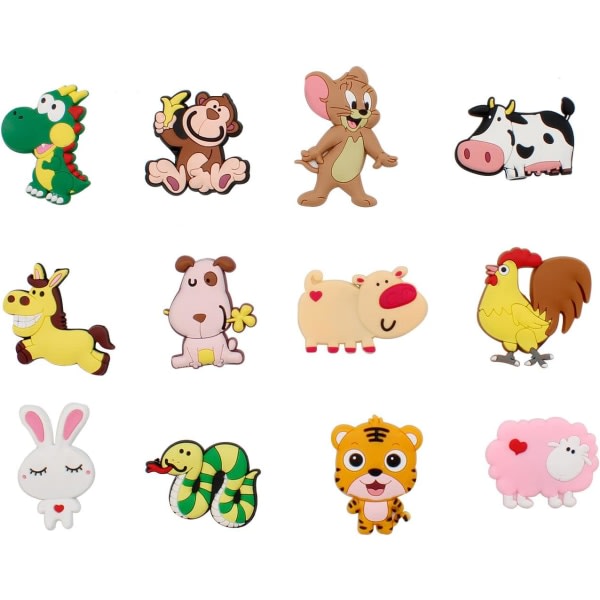 Fridge Magnets for Kids, 3D Cartoon Magnets, Animals, Fridge Magnets, Suitable for Refrigerators, Whiteboards, Cars 12-Pack