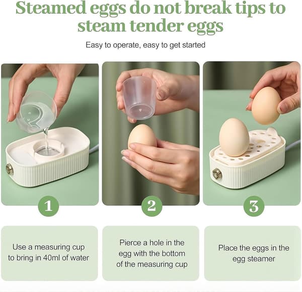 Elektrisk eggkoker - Med timer - Dobbel eggkoker - Rask, bærbar, automatisk avslåing - Hvit