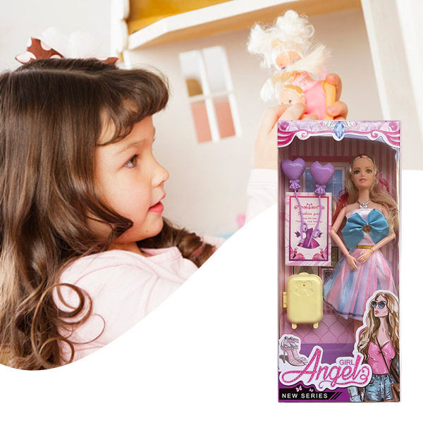 Underbar Barbie-docka set Mode Skrivbordsdekorationer Present till pojkar, flickor, barn Set C (10 st)