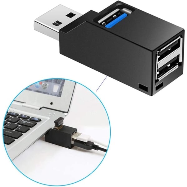 Mini bärbar USB 3.0-splitter, 3-portars USB-hubb, expansionshubb