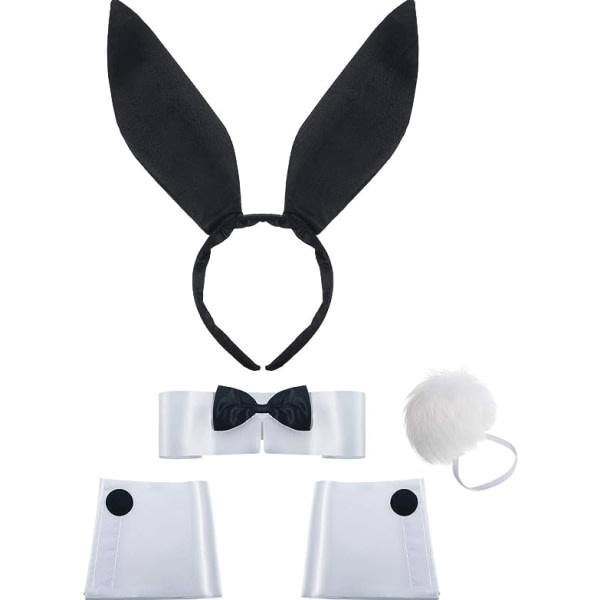 Bunny costume for women with bunny ears, headband, bow tie,