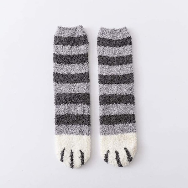 Fluffy katt-sokker med kattepote-design, 6 par