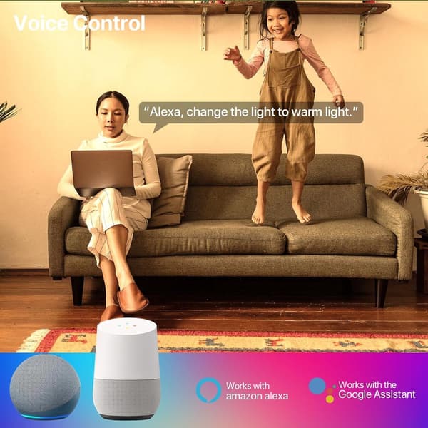RGB smart LED taklampe, 30cm, WiFi, Bluetooth, APP stemmestyring, kompatibel med Alexa og Google Assistant