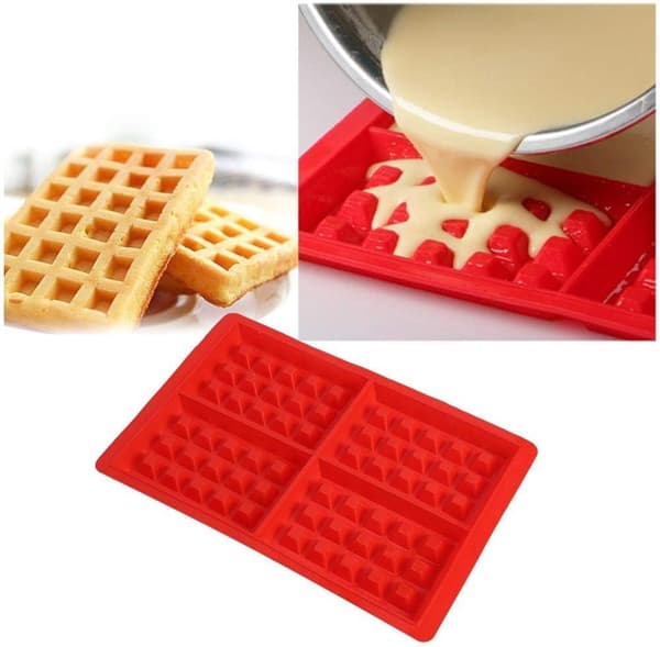 2 stk. Formkageform, Vaffelform Silikon, Kageform Isbit Brødform 4-in-1 Square Waffles