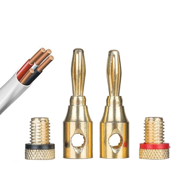 24-pack Guld 24k Han-Bananpluggar Audio Jack Högtalarkabel Kabel Skruvkontakt