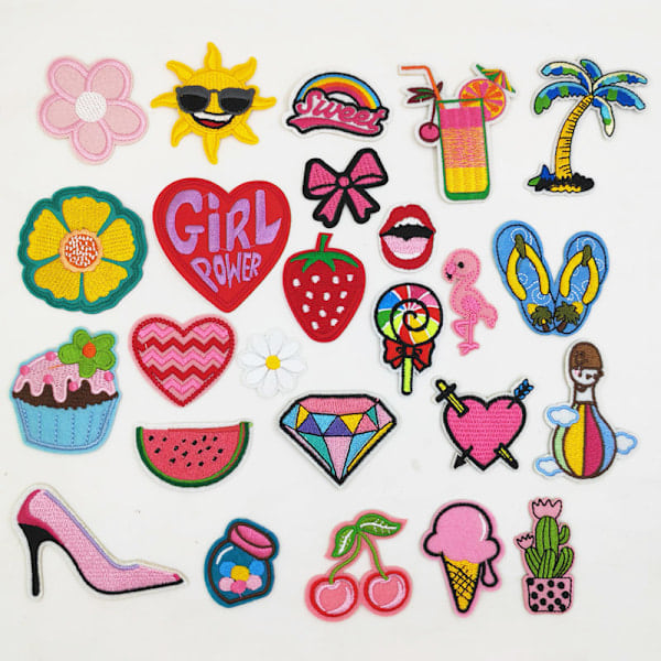 24pcs Embroidered Iron On Badges Iron On Badges For Girls Sew On/Iron On Patches Applique For Clothes Dress Hat Jeans DIY Accessories