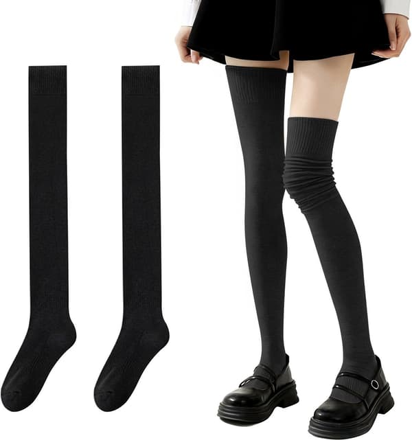 ING Knestrømper - Over-kneet strømper - 100 cm lengde - Størrelser 36-40 - Svart