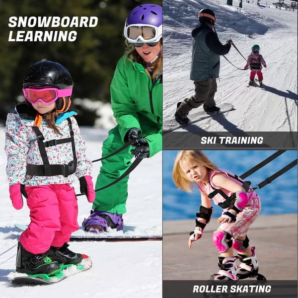 ING Børneski- og snowboardsele - Sikkerhedssele til skitraining - (Sort)