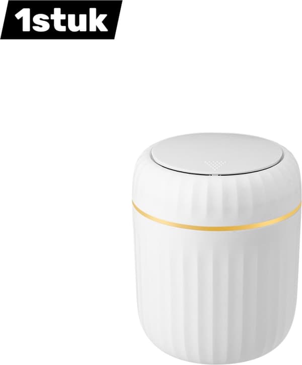Mini bänksoptunna med lock, plast, för kontor, sovrum och badrum, vit.