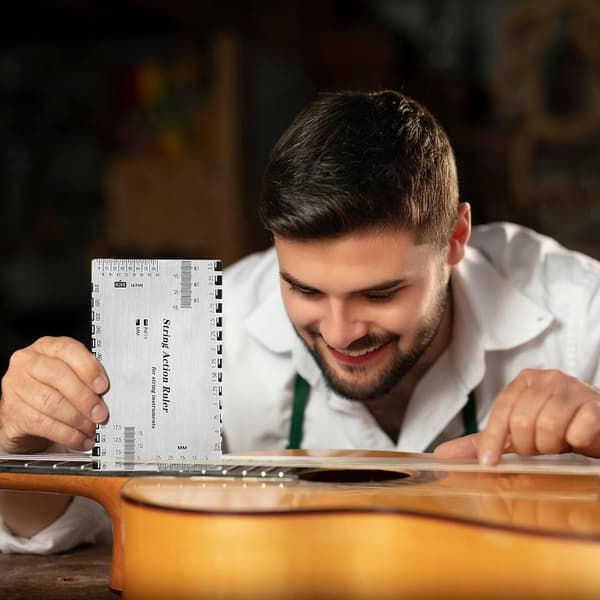 Gitarr Stränghöjdsmätare, Rostfritt Stål Gitarrlinjal, Gitarr Sträng Aktionsmätare Linjal, Gitarrverktyg För