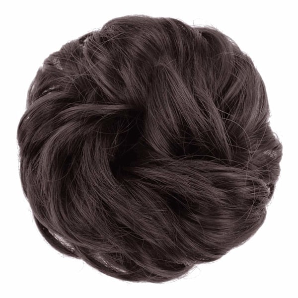 1 stk. Slouchy Scrunchie Bun Hårextension Krøllet Bølget Slouchy Syntetisk Chignon til Kvinder Stylet Hår Smykker 6#-Mørkebrun 6#-Dark Brown