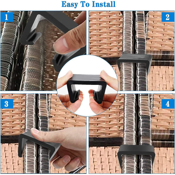 Galaxy 12 st Möbelklämmor Trädgårdsmöbler Fixeringsklämma Flätad Trädgård Plast Möbelklämma Koppling