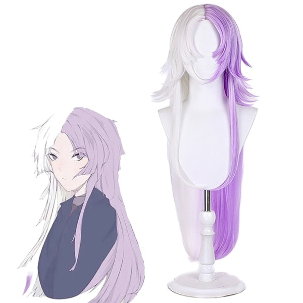 Anime Bungou Stray Dogs Sigma Cosplay Peruukki Pitkät Valkoiset Violetit Hiukset