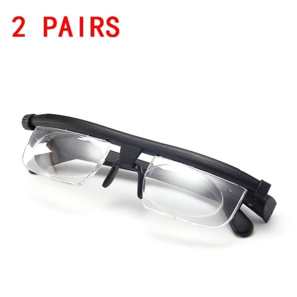 2 Pairs of Dial Adjustable Glasses - Focus Lens -3 to +6 Diopters - Versatile and Easy to Use