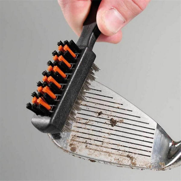 Dobbeltsidet golfbørste Club Groove Cleaner Karabinhage nøglering Golftilbehør 1 stk