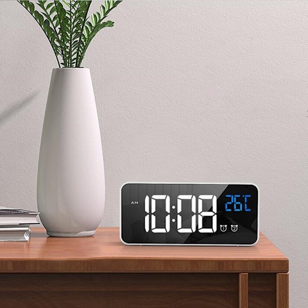Digital Vekkerklokke Bordklokke HVIT white