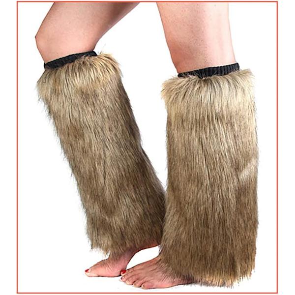 1 Par Kvinners Kunstig Pels Fluffy Leg Warmers, Fuzzy Over-Knee Vintervarme Sokker, Pluss Boots Mansjett for Beskyttelse, Grå GRAY