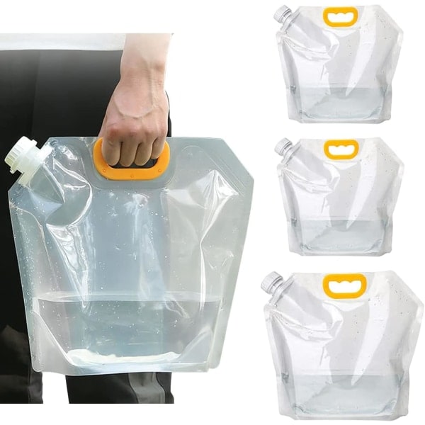 3-Pack Collapsible BPA-Free Plastic Water Bags for Car, Sports, Camping, Hiking, Picnic, BBQ (5L + 10L)