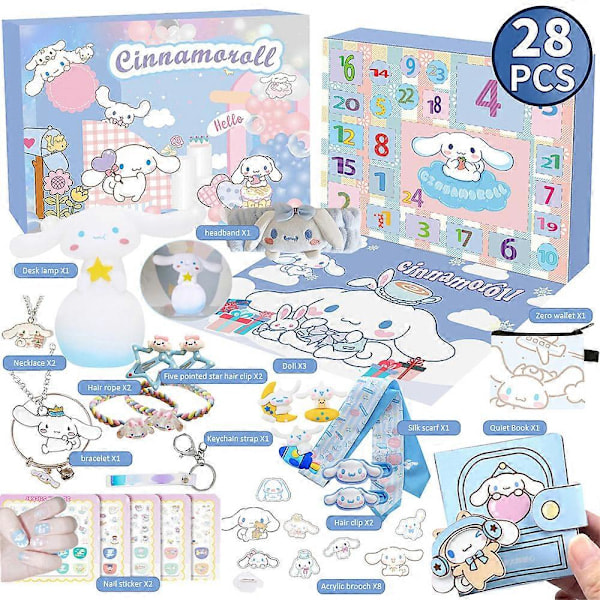 2024 Julkalender Kuromi My Melody Cinnamoroll Sanrio Hello Kitty Leksakstillbehör Julnedräkningskalender Barnpresenter Cinnamoroll