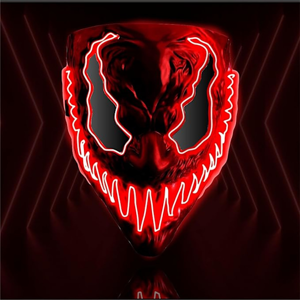 TK Gruppe Timo Klingler LED Premium Maske - Kan styres til Purge, Halloween, Karneval og Fastelavn som Kostume til Mænd og Kvinder red