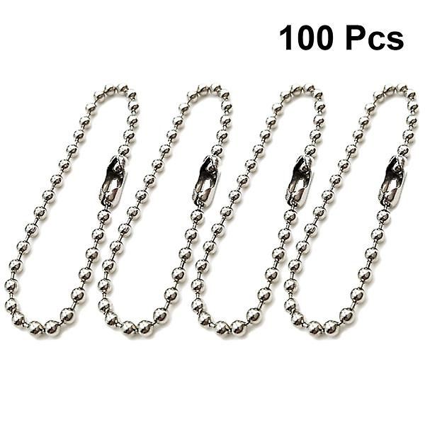 100 kpl Pitkät helmi-kiinnitys-soljet Palloketju Avaimenperä Tag Avaimenperät Säädettävät antiikki-ketjut antiikkimetallissa helmi teräs (hopea/2,4x150 mm) (hopea)