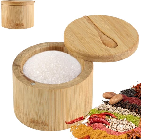 Bambu örtkruka, förvaringslåda för örter, 9 x 7 cm (träfärg)