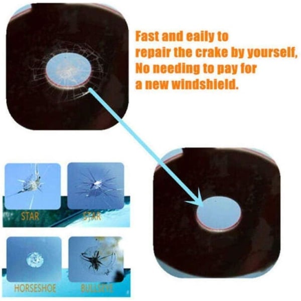 Plextone DIY vindrute reparationssats för Bullseye, Star och Crescent Crack Combo reparation 2 set