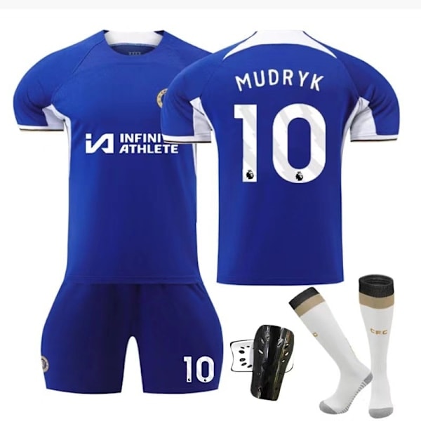 2324 Chelsea Hemma Tröja Nr. 8 Enzo 7 Sterling 6 Silva Kortärmad Fotbollströja - Set - Nr. 7 + Strumpor + Benskydd 26(140-150cm)
