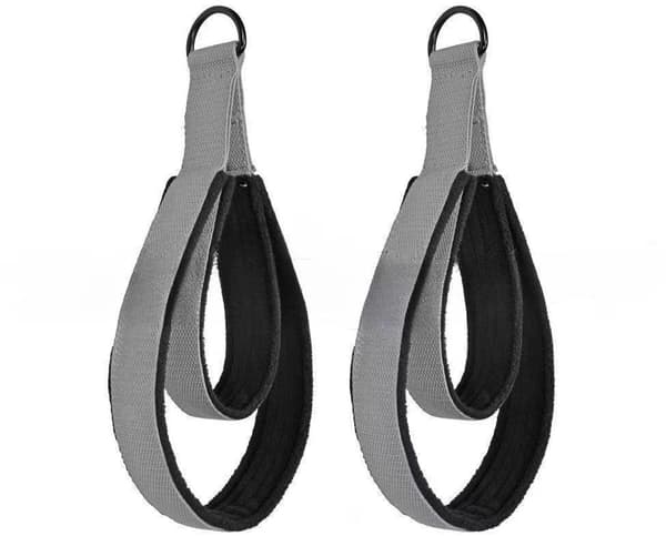 Pilatesremmar, Dubbla D-ringremmar för Pilates Reformer, Vadderade, Hemma Träning, 2-pack, Grå