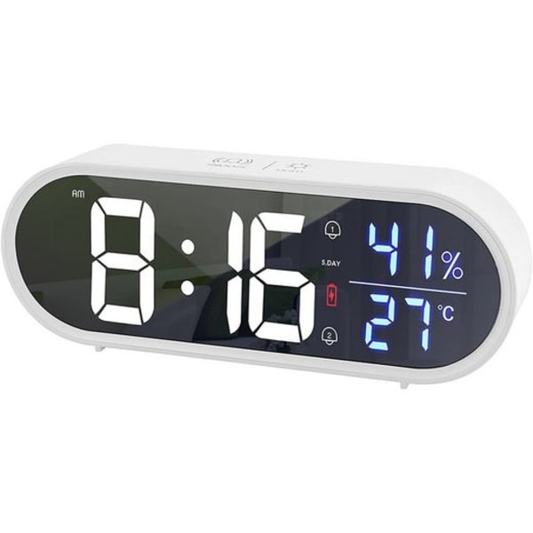 Digital väckarklocka, LED bärbar spegelväckarklocka USB
