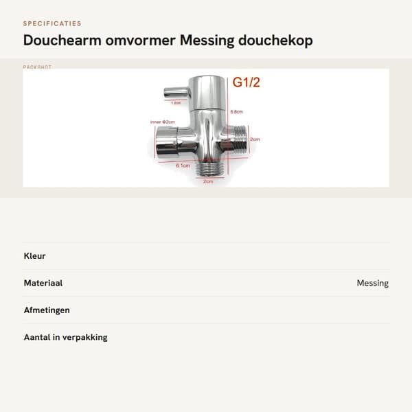 Dailygoody - Brusearmkonverter - Messing brusehovedsplitter - 3