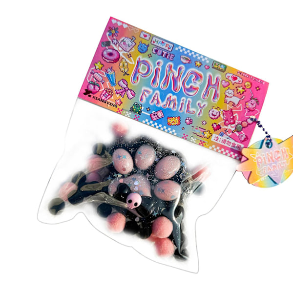 Taba Kattepote Squishy Legetøj, Kawaii Stressaflastende Klemme Legetøj til Dyreelskere (FMY) Black  Pink