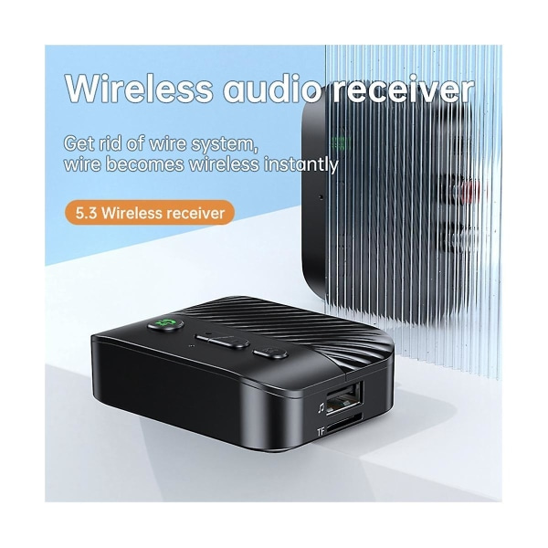 Bluetooth 5.3 Bil Aux Lydadapter Mottaker 3,5 mm Trådløs Håndfri Samtale Musikk Lydadapter For([HK])