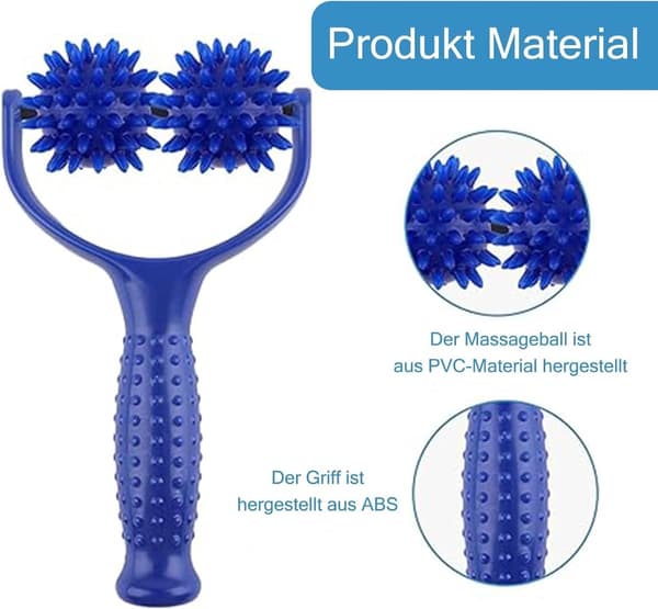 Anti Cellulit Roller - Med Handtag Och 3 Igelkottsbollar - Massage Roller Verktyg - Massage Roller - Bindvävsmassage - Cellulit Roller -