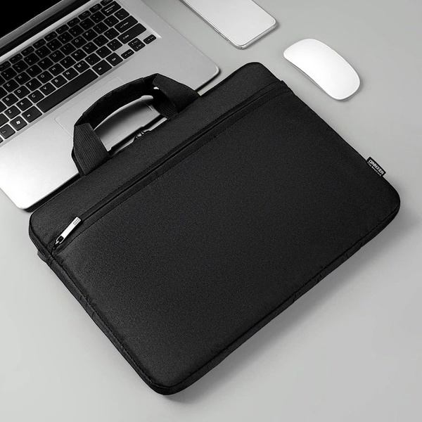 Klassisk laptopväska, smal portfölj, axelväska, vattenavvisande, skumvadderad, antikollisionsskydd, 15,6 tum