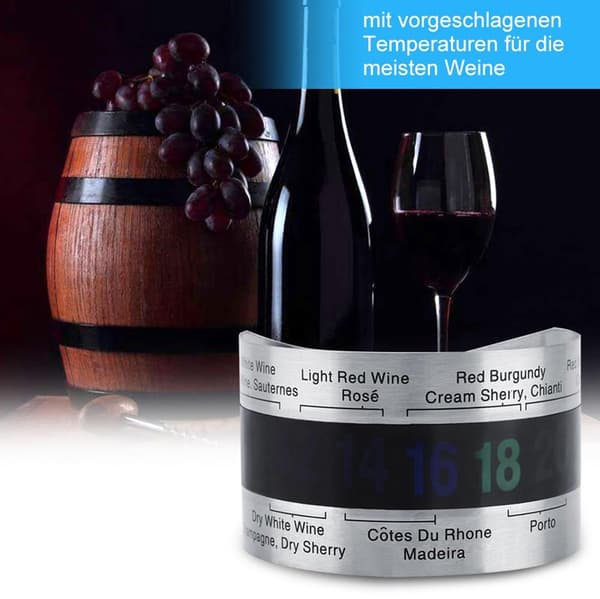 Vintermometer, rustfritt stål LCD-vintermometer, ølflaske, rødvin, armbånd, temperatursensor, vintilbehør