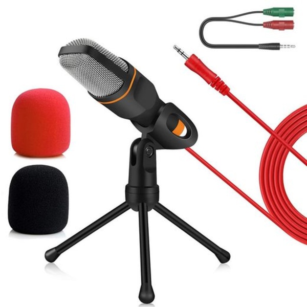 Portable Streaming Microphone Set with Stand, Professional Podcast Mic for PC, Laptop, Smartphone, 1.8m Cable