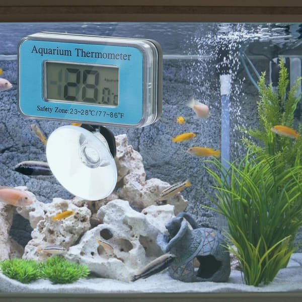 ING Akvarium Termometer - Vattentät Termometer - Akvarium Termometer med Sugkopp - Termometer med LED-Display - Batterier Ingår