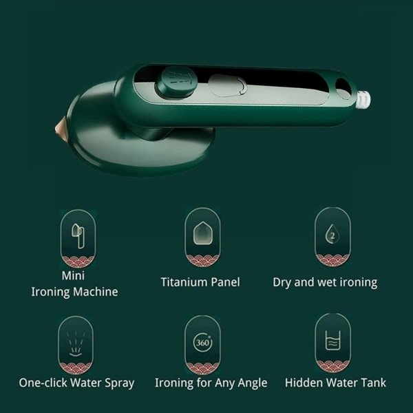 Bærbar Mini Strykejern - Mikro Strykejern Dampmaskin for Raske Oppdateringer - Grønn - 1 stk