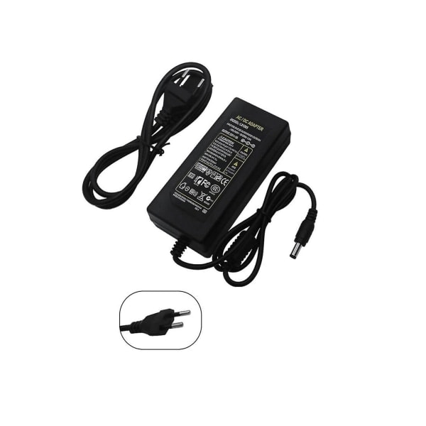 12V 5A 60W Strømforsyning AC til Adapter til 5050 3528 Fleksibel LED-Stripslys Sort Sort
